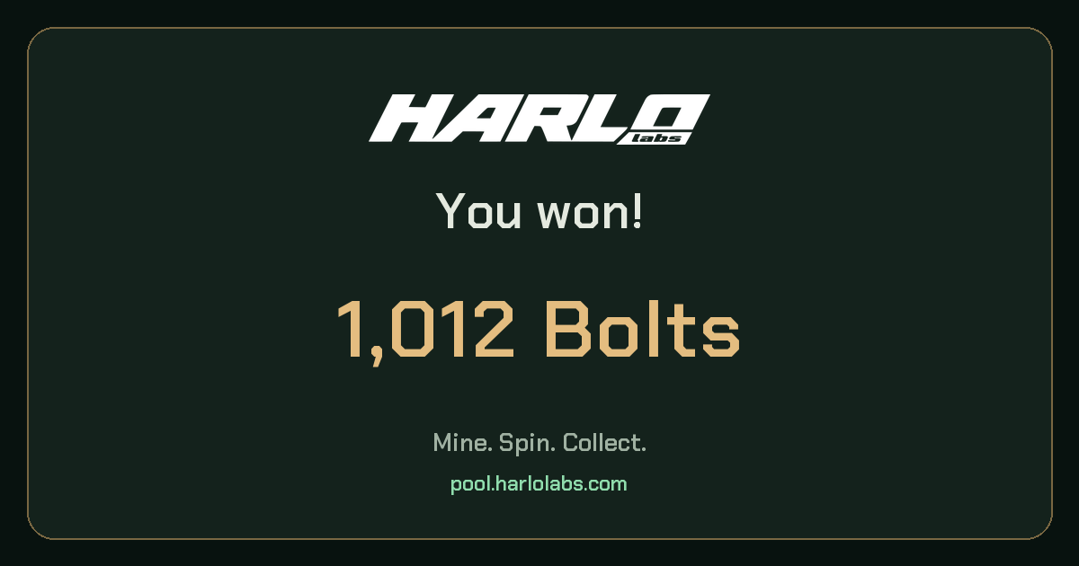 I won 1,012 Bolts on HarloLabs!