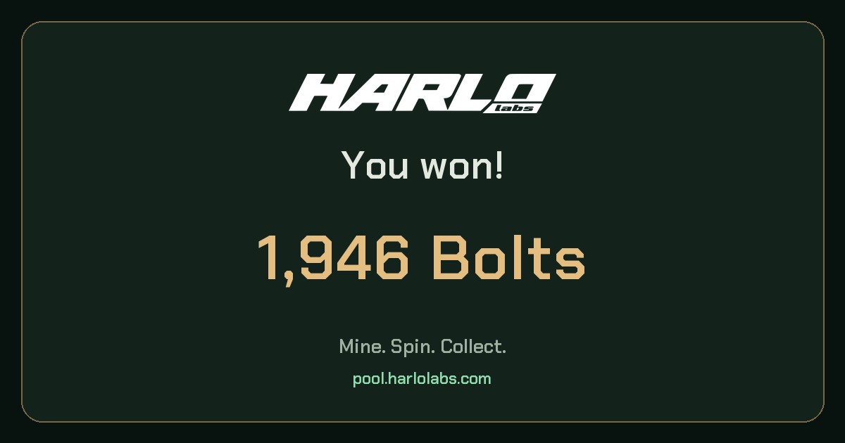 I won 1,946 Bolts on HarloLabs!