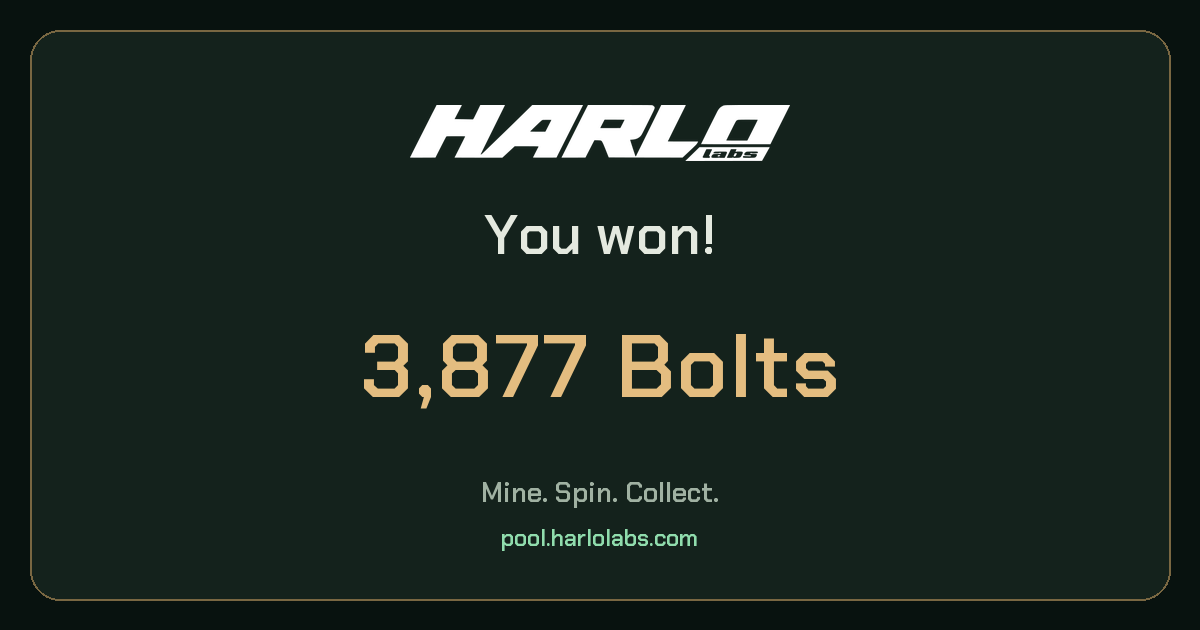 I won 3,877 Bolts on HarloLabs!
